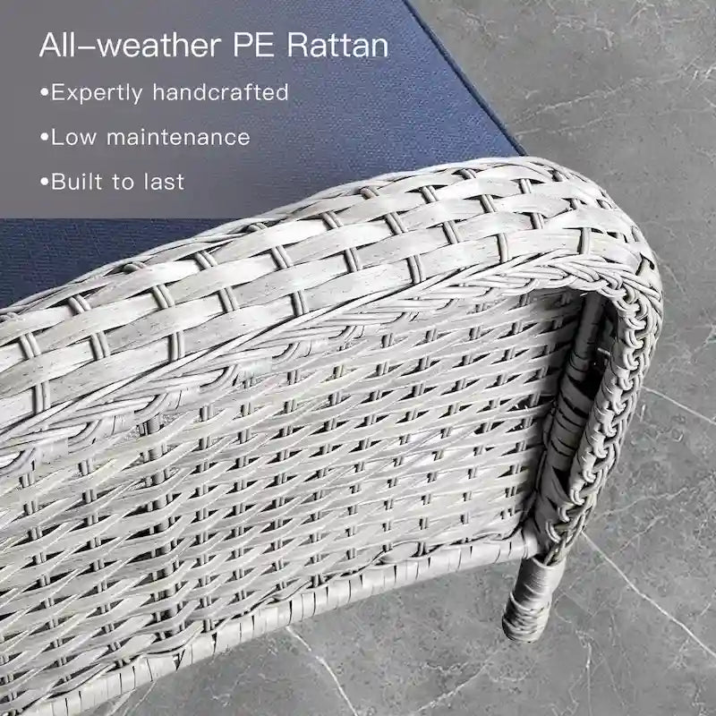 Outdoor Wicker Rattan Chairs with 2-Seater Sofa - Light Beige
