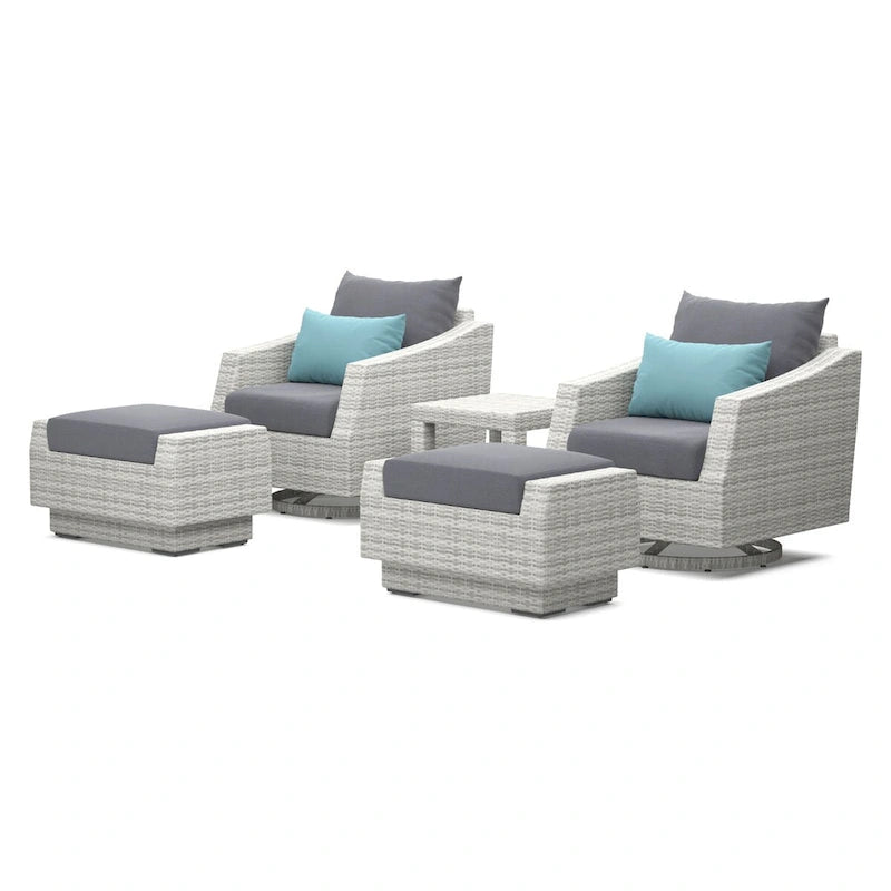 Cannes 5 Piece Aluminum Outdoor Motion Club & Ottoman Set