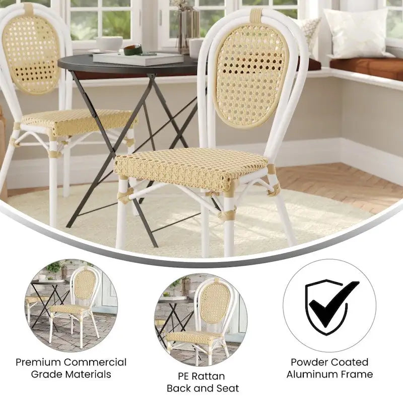 All-Weather Commercial Paris Chair with Metal Frame - N/A