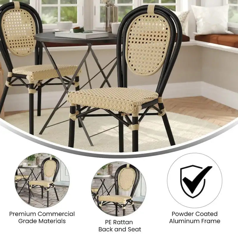 All-Weather Commercial Paris Chair with Metal Frame - N/A