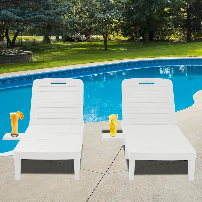 Ouyessir 60  Outdoor Mini Lounge Chairs with Adjustable Backrest & Pull-out Tray(Set of 2)