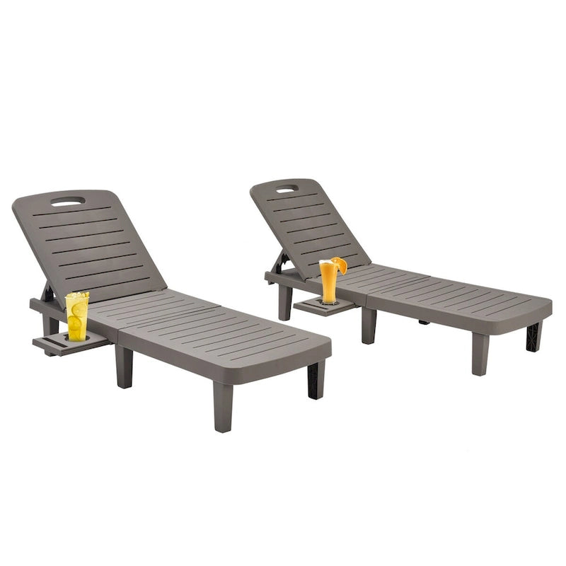 Ouyessir 60  Outdoor Mini Lounge Chairs with Adjustable Backrest & Pull-out Tray(Set of 2)