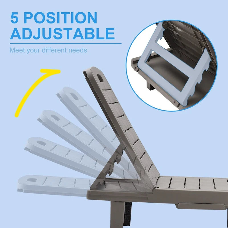 Ouyessir 60  Outdoor Mini Lounge Chairs with Adjustable Backrest & Pull-out Tray(Set of 2)
