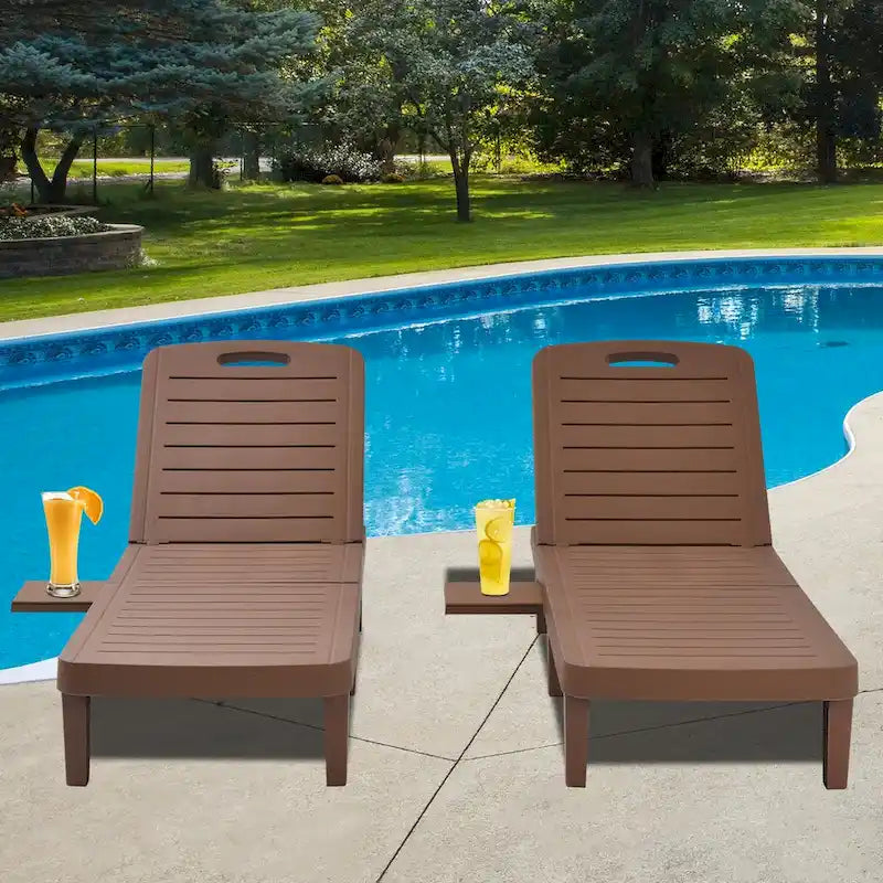 Ouyessir 60  Outdoor Mini Lounge Chairs with Adjustable Backrest & Pull-out Tray(Set of 2)