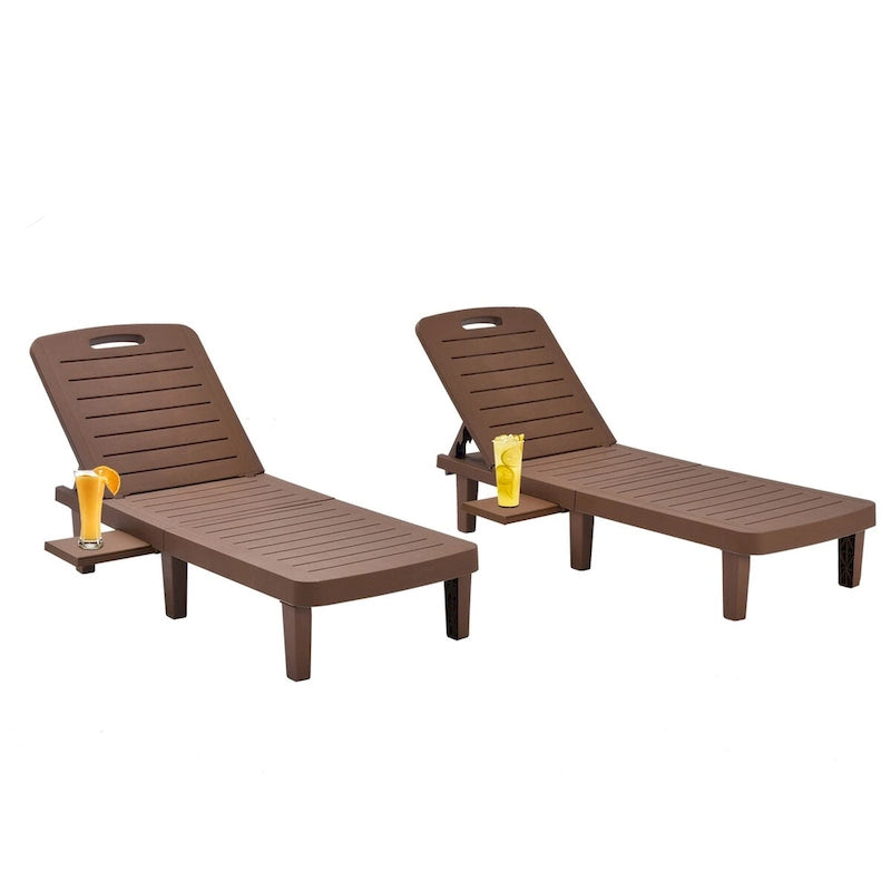Ouyessir 60  Outdoor Mini Lounge Chairs with Adjustable Backrest & Pull-out Tray(Set of 2)