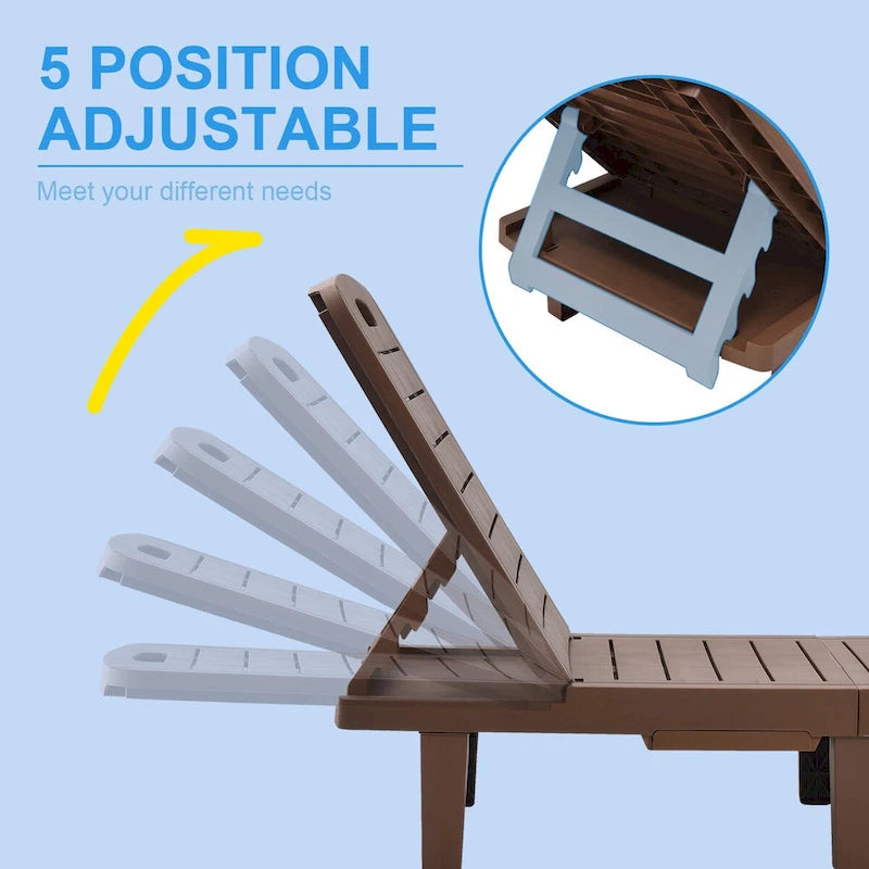 Ouyessir 60  Outdoor Mini Lounge Chairs with Adjustable Backrest & Pull-out Tray(Set of 2)
