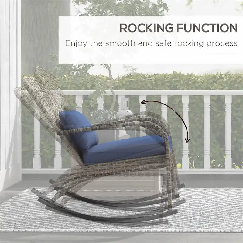 Outsunny Outdoor Wicker Adirondack Rocking Chair,Rattan Rocker Chair