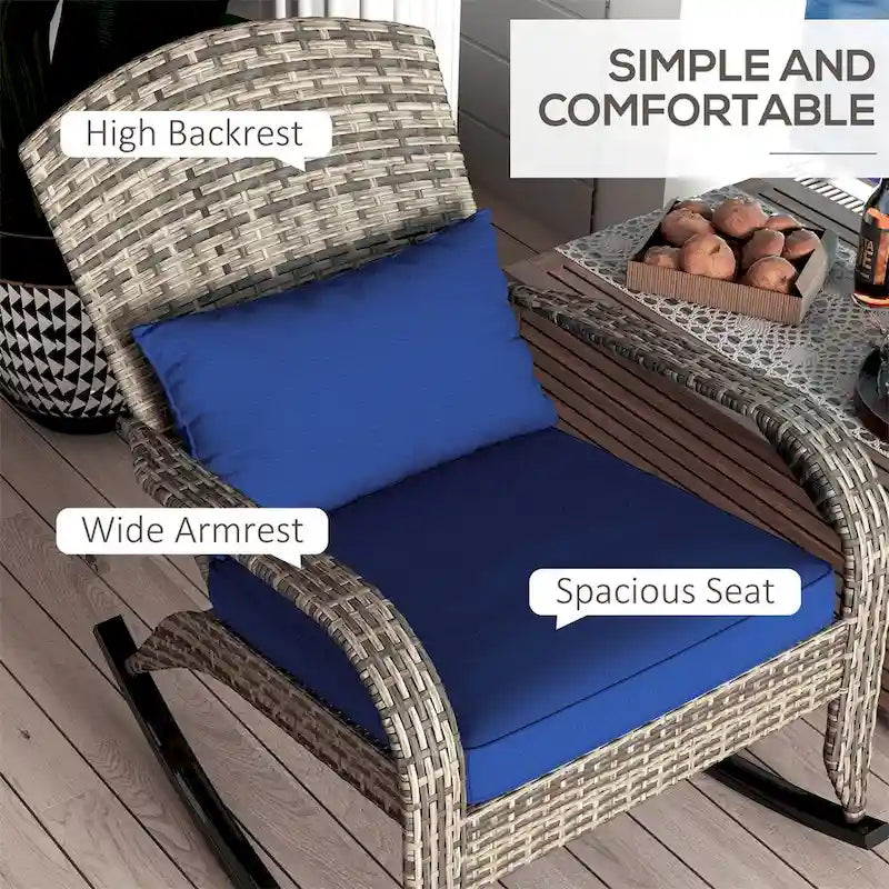 Outsunny Outdoor Wicker Adirondack Rocking Chair,Rattan Rocker Chair