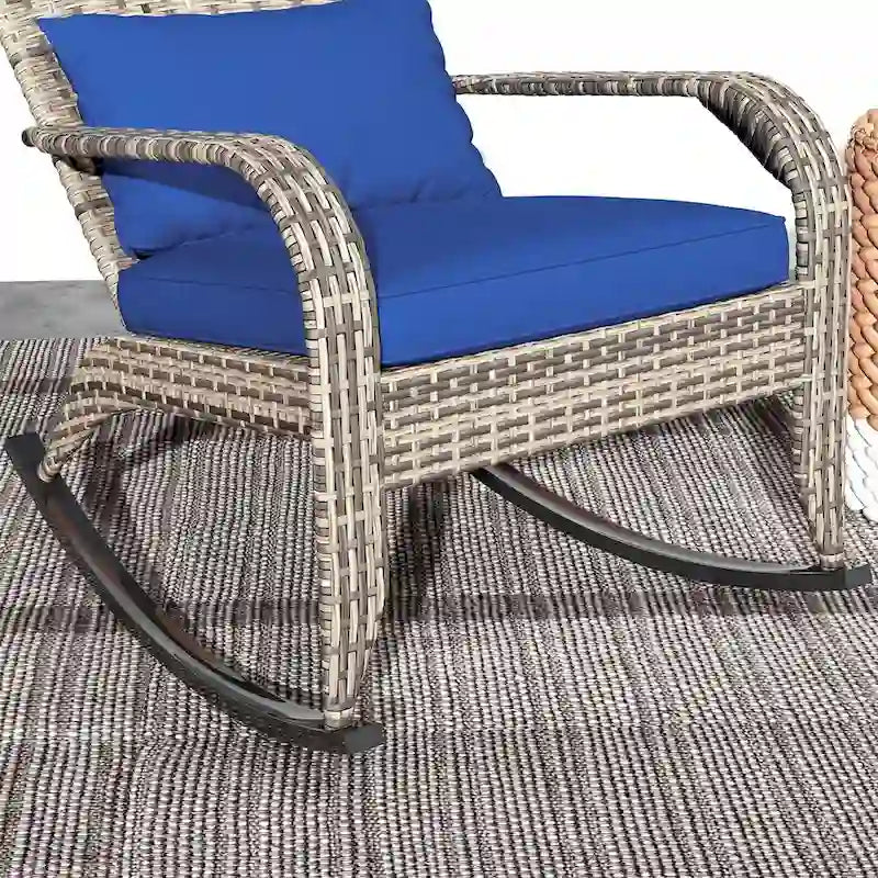 Outsunny Outdoor Wicker Adirondack Rocking Chair,Rattan Rocker Chair