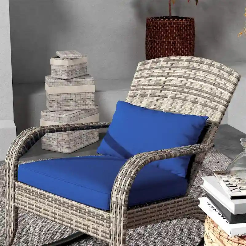 Outsunny Outdoor Wicker Adirondack Rocking Chair,Rattan Rocker Chair