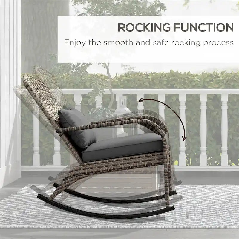 Outsunny Outdoor Wicker Adirondack Rocking Chair,Rattan Rocker Chair