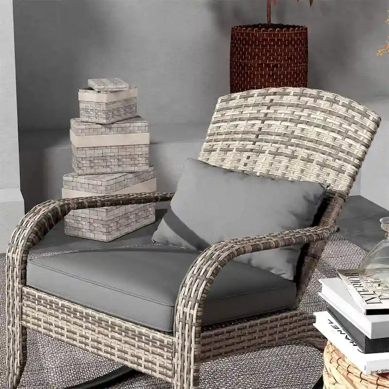 Outsunny Outdoor Wicker Adirondack Rocking Chair,Rattan Rocker Chair