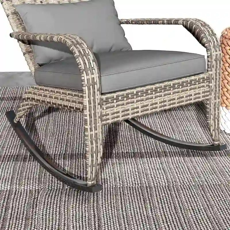 Outsunny Outdoor Wicker Adirondack Rocking Chair,Rattan Rocker Chair