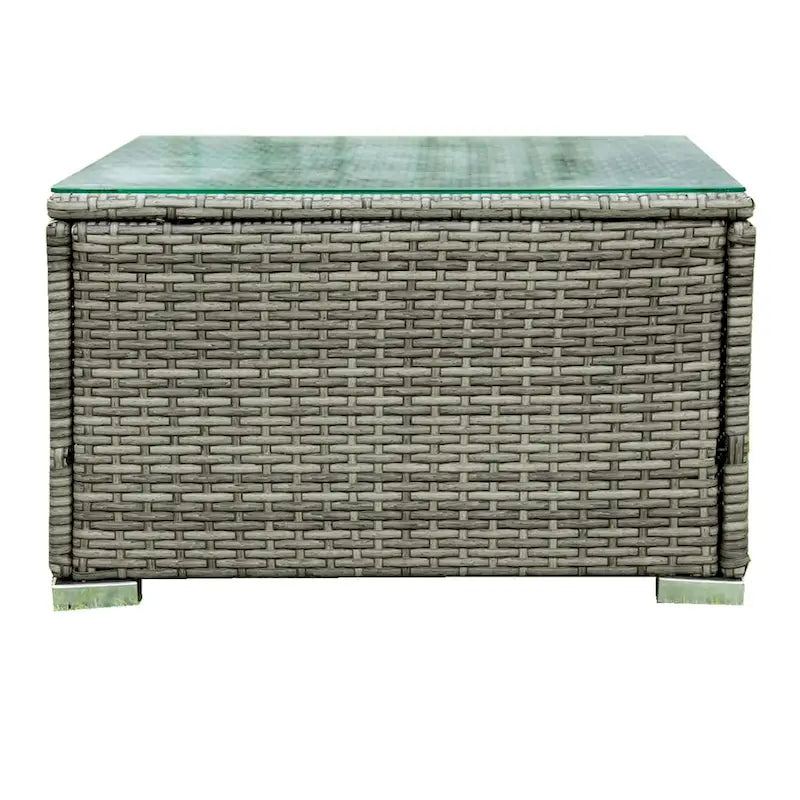 4 Piece Patio Sectional Wicker Rattan Outdoor Furniture Sofa Set with Storage Box