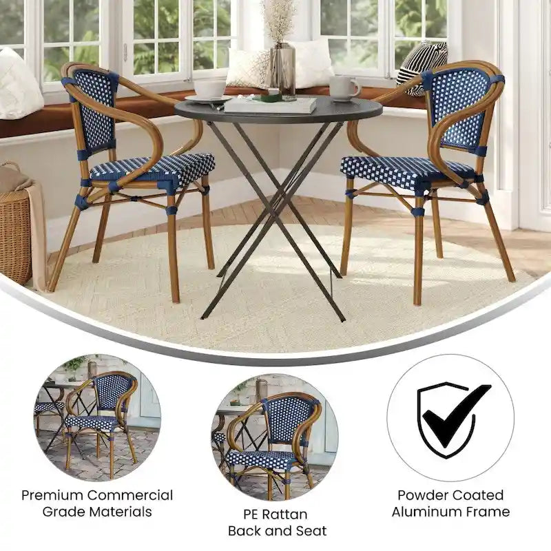 Stacking Bistro Chairs with Metal Frames