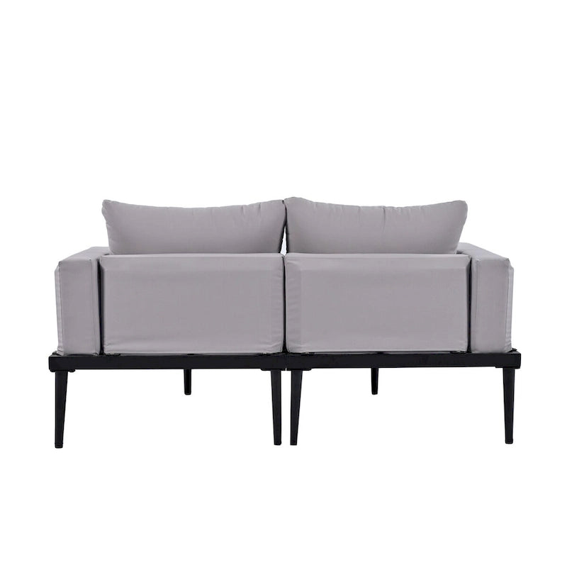 Outdoor Patio Daybed with Acacia Wood Topped Side Spaces, 2-in-1 Design, Adjustable Leg Supports, and Washable Cushions