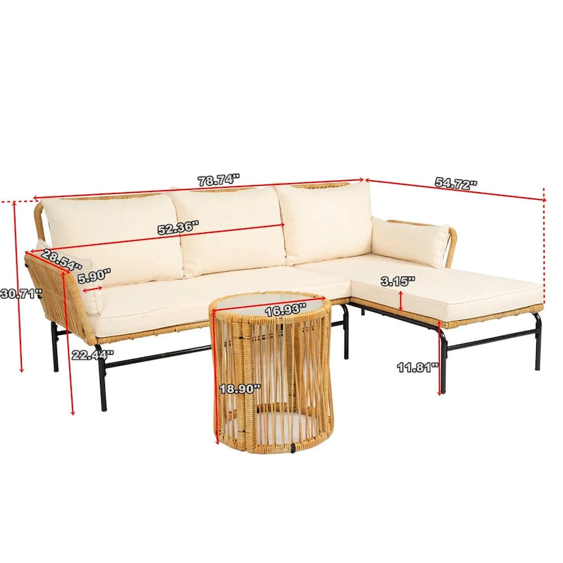 MM 3 Pieces Outdoor Patio Wicker Furniture Sets