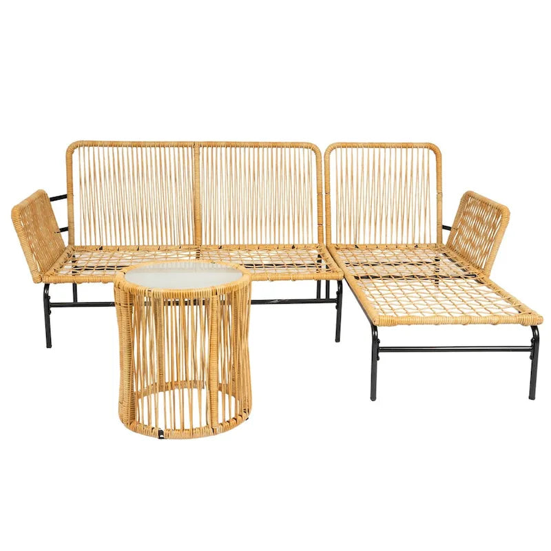MM 3 Pieces Outdoor Patio Wicker Furniture Sets