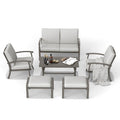 6-Piece Aluminum Patio Conversation Set with Coffee Table, Loveseat, Ottoman and Light Gray Cushions