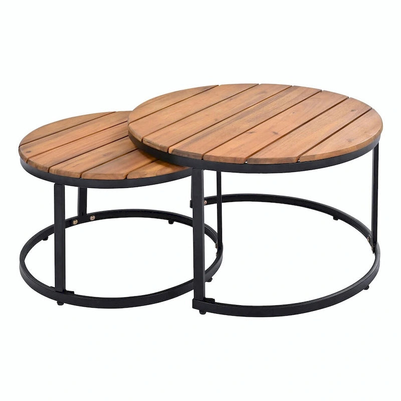 6-Piece Outdoor Sectional Sofa Set with Nesting Coffee Tables and Cushioned Seating