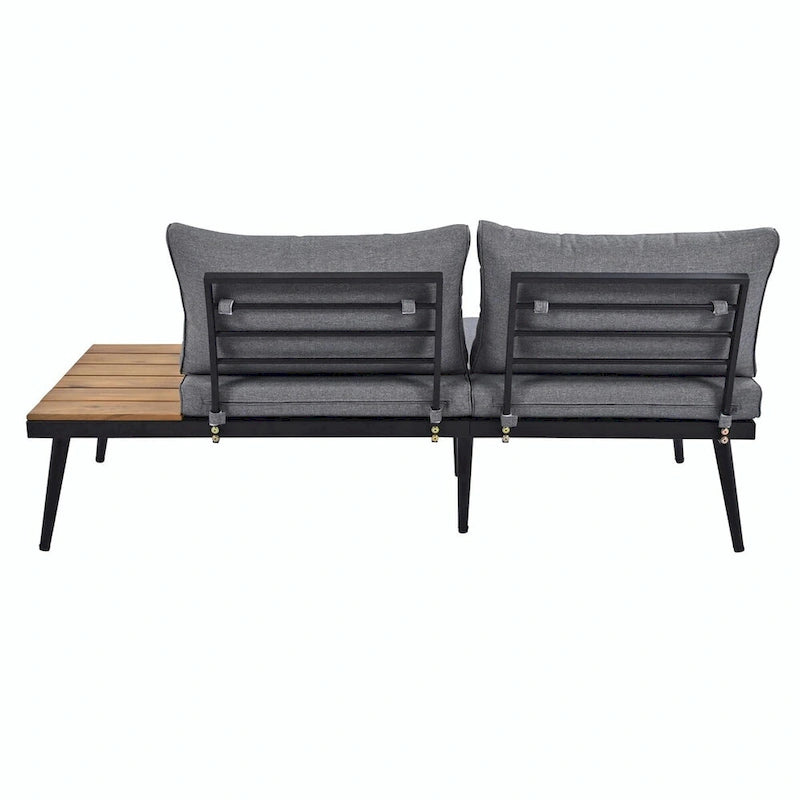 6-Piece Outdoor Sectional Sofa Set with Nesting Coffee Tables and Cushioned Seating