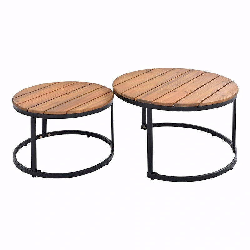 6-Piece Outdoor Sectional Sofa Set with Nesting Coffee Tables and Cushioned Seating