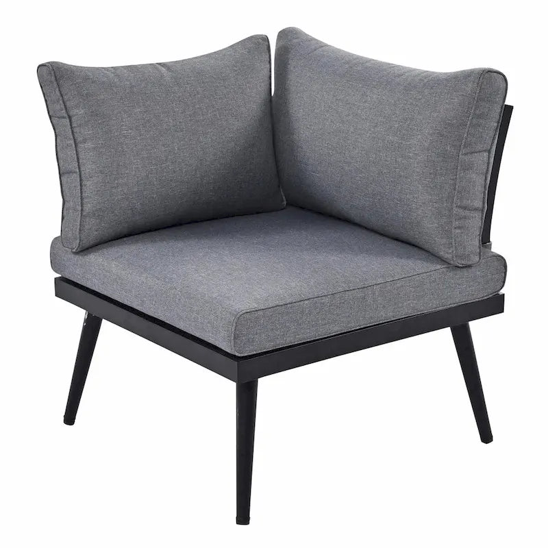 6-Piece Outdoor Sectional Sofa Set with Nesting Coffee Tables and Cushioned Seating