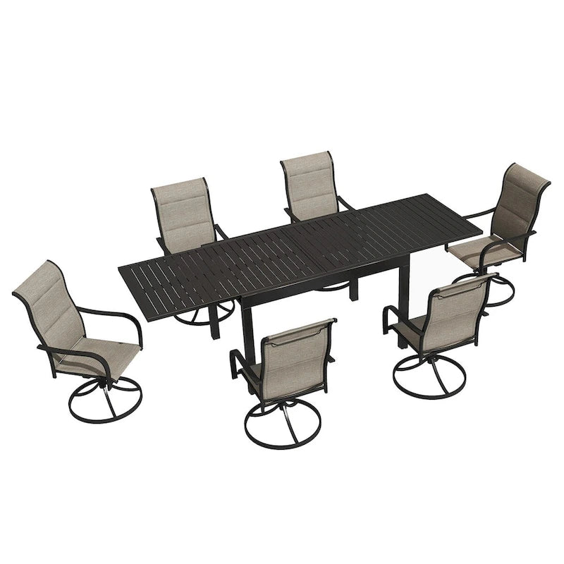 7 Pieces Outdoor Dining Set with 1 Extendable Dining Table