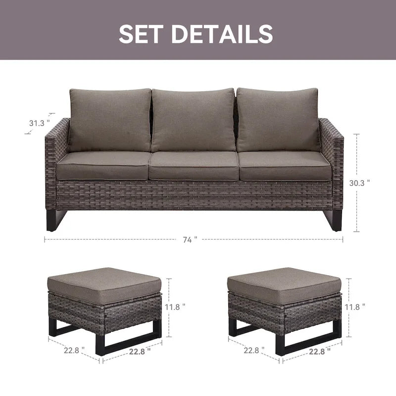 6-Seater Outdoor Sectional Sofa Chair Set