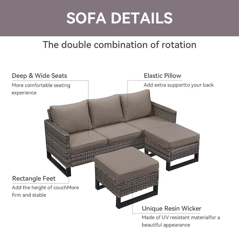 6-Seater Outdoor Sectional Sofa Chair Set