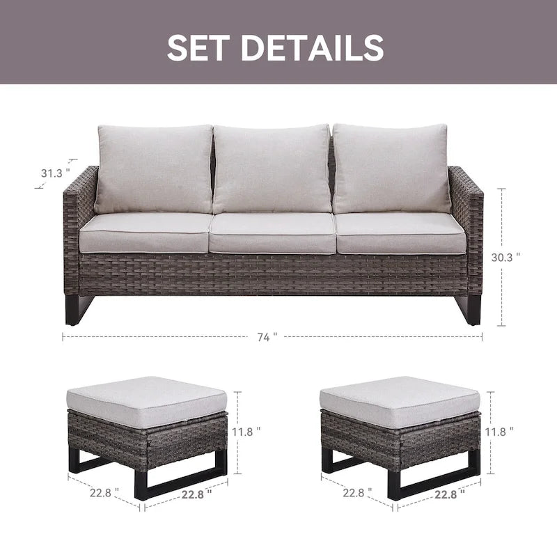 6-Seater Outdoor Sectional Sofa Chair Set