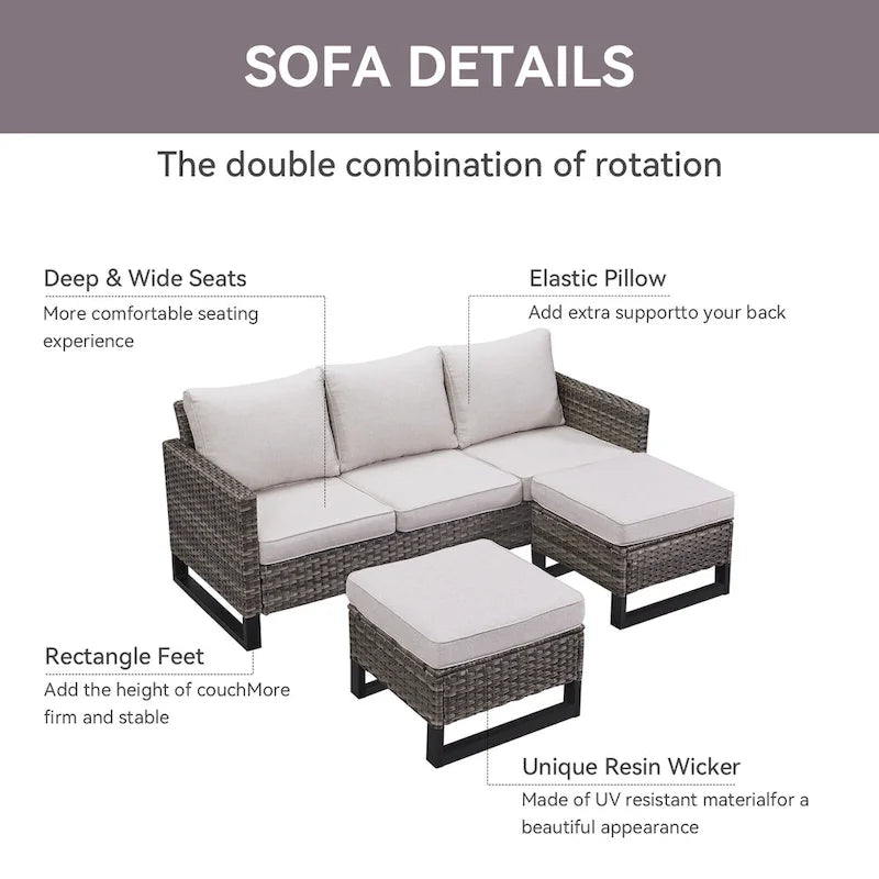 6-Seater Outdoor Sectional Sofa Chair Set