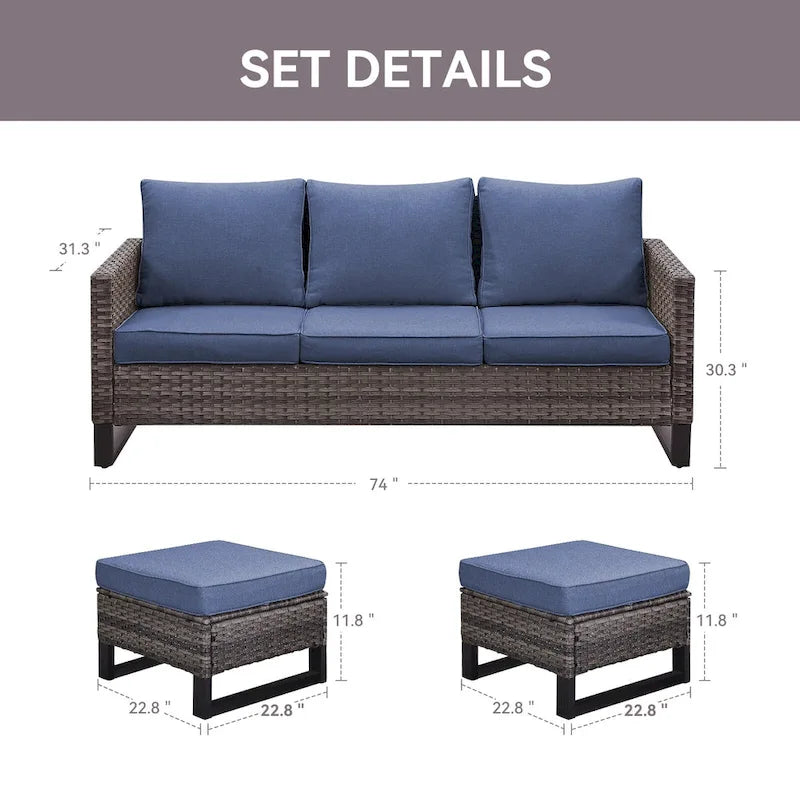 6-Seater Outdoor Sectional Sofa Chair Set