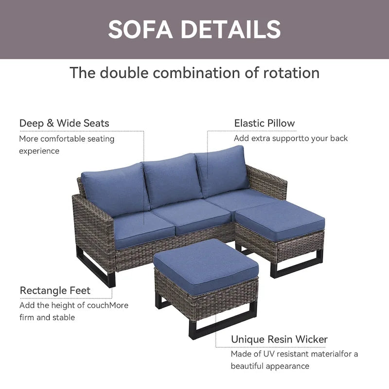 6-Seater Outdoor Sectional Sofa Chair Set