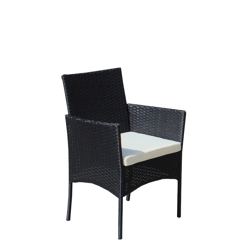 4 PC Rattan Patio Furniture Set Outdoor Patio Cushioned Seat Wicker Sofa (Beige Cushion)