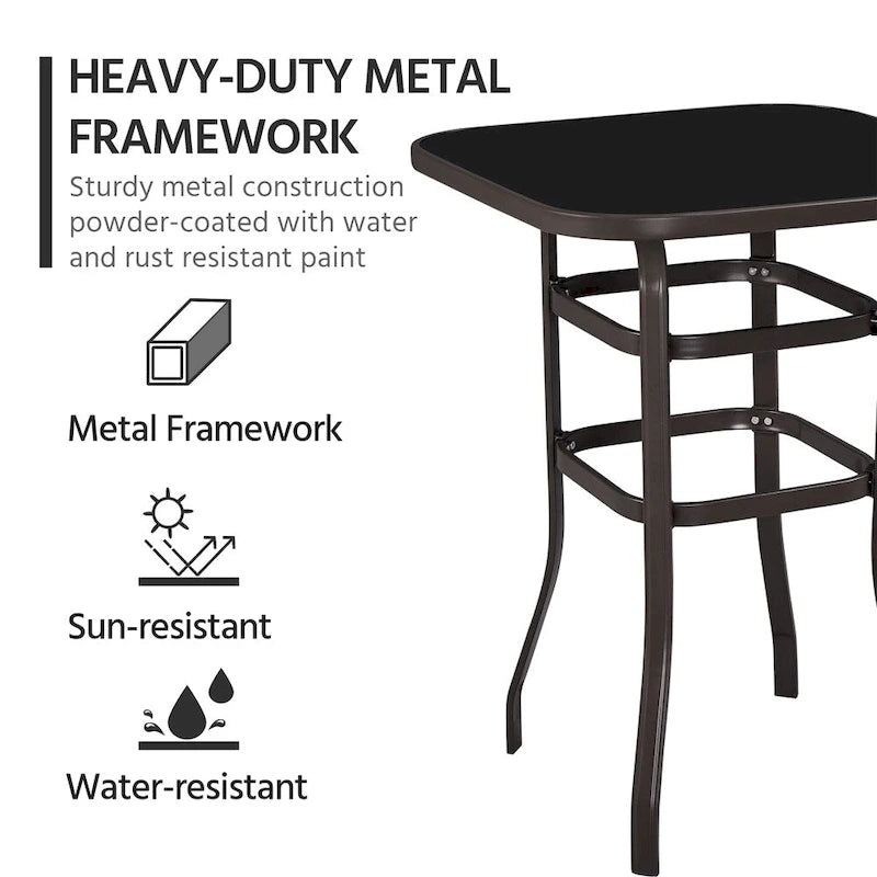 Yaheetech Patio Bistro Table with Tempered Glass, Iron Frame