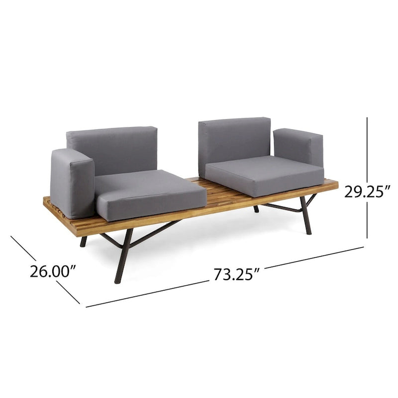Acacia Wood Outdoor Sofa