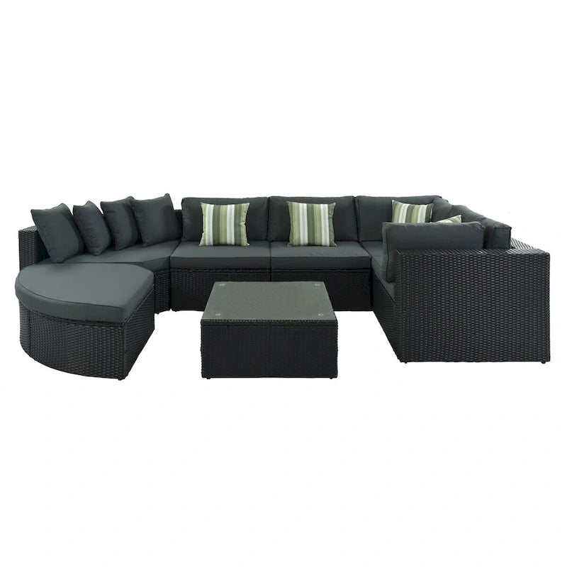 7-Piece All-Weather PE Wicker Outdoor Conversation Modular Sofa Set
