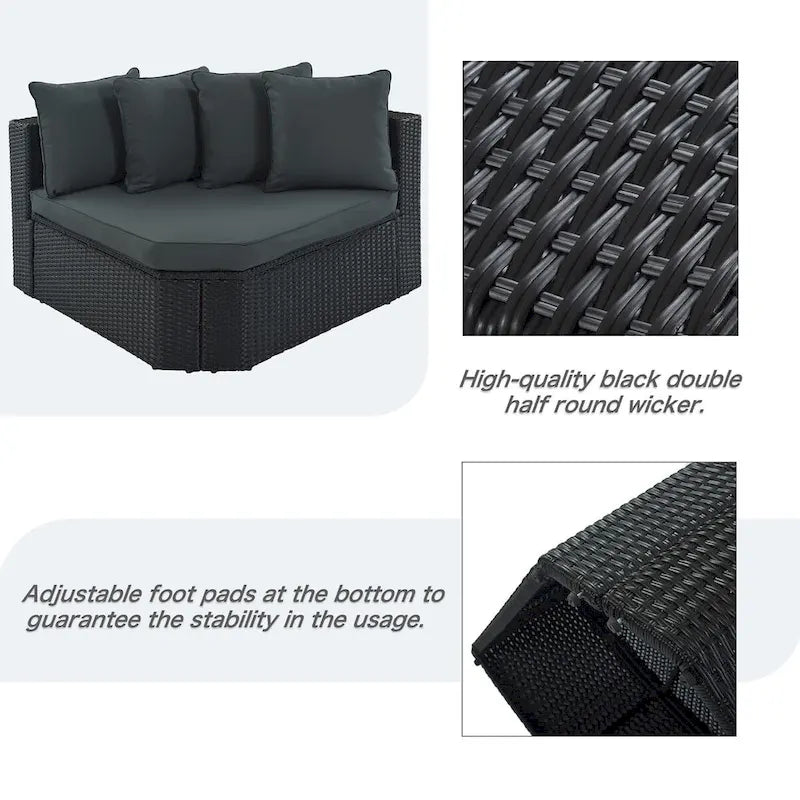 7-Piece All-Weather PE Wicker Outdoor Conversation Modular Sofa Set