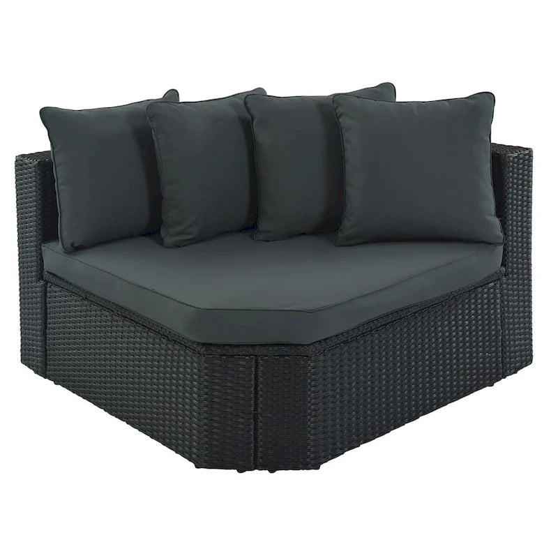 7-Piece All-Weather PE Wicker Outdoor Conversation Modular Sofa Set