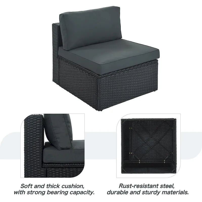 7-Piece All-Weather PE Wicker Outdoor Conversation Modular Sofa Set
