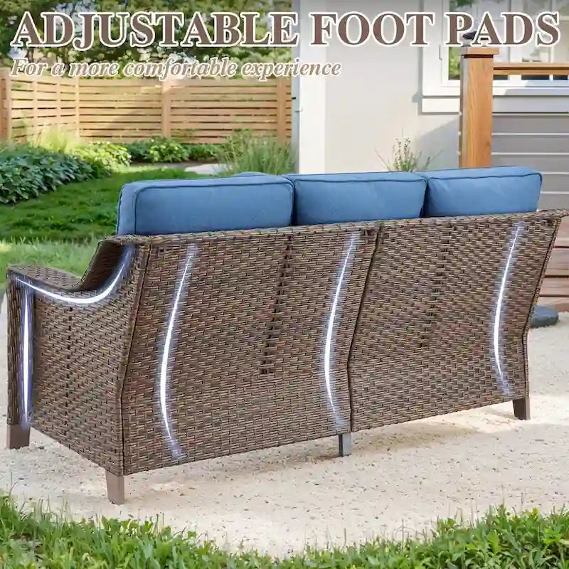 Outdoor Swivel Rocking Chair Conversation Set - Brown