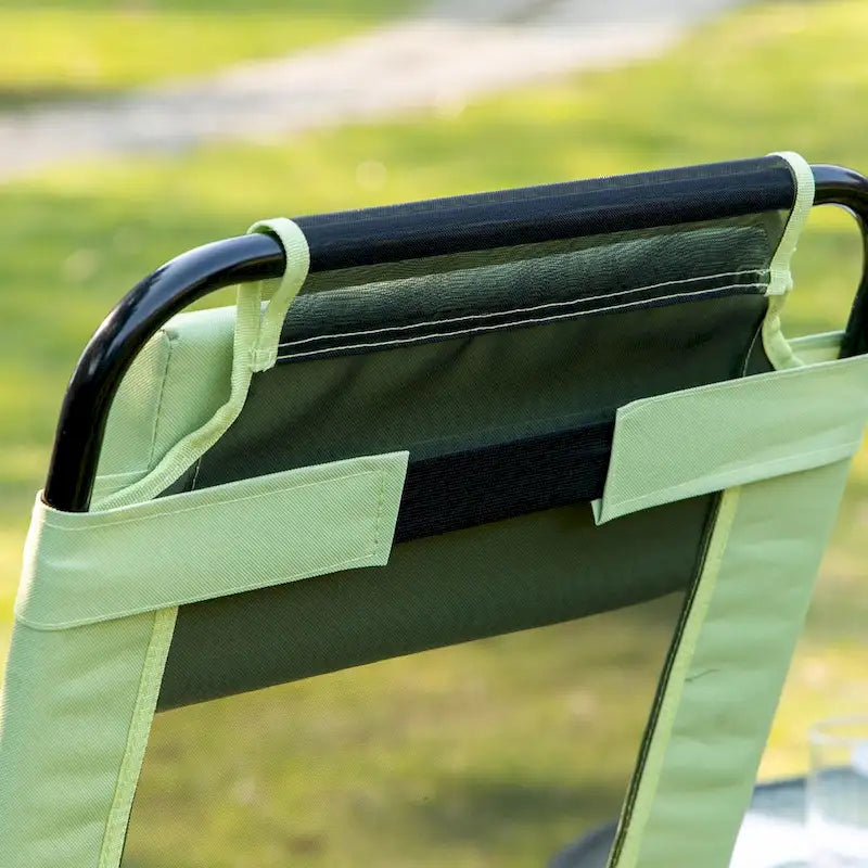 Folding Patio Chairs Set of 2, Outdoor Deck Chair with Adjustable Sling Back, Camping Chair with Removable Headrest for Garden