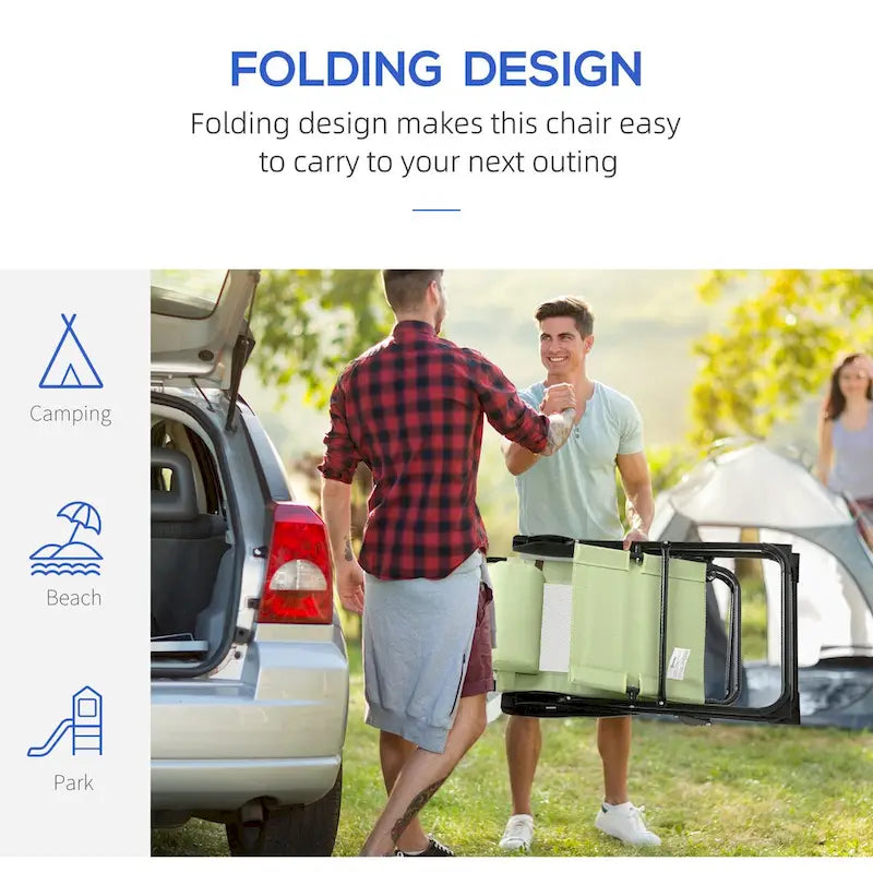 Folding Patio Chairs Set of 2, Outdoor Deck Chair with Adjustable Sling Back, Camping Chair with Removable Headrest for Garden