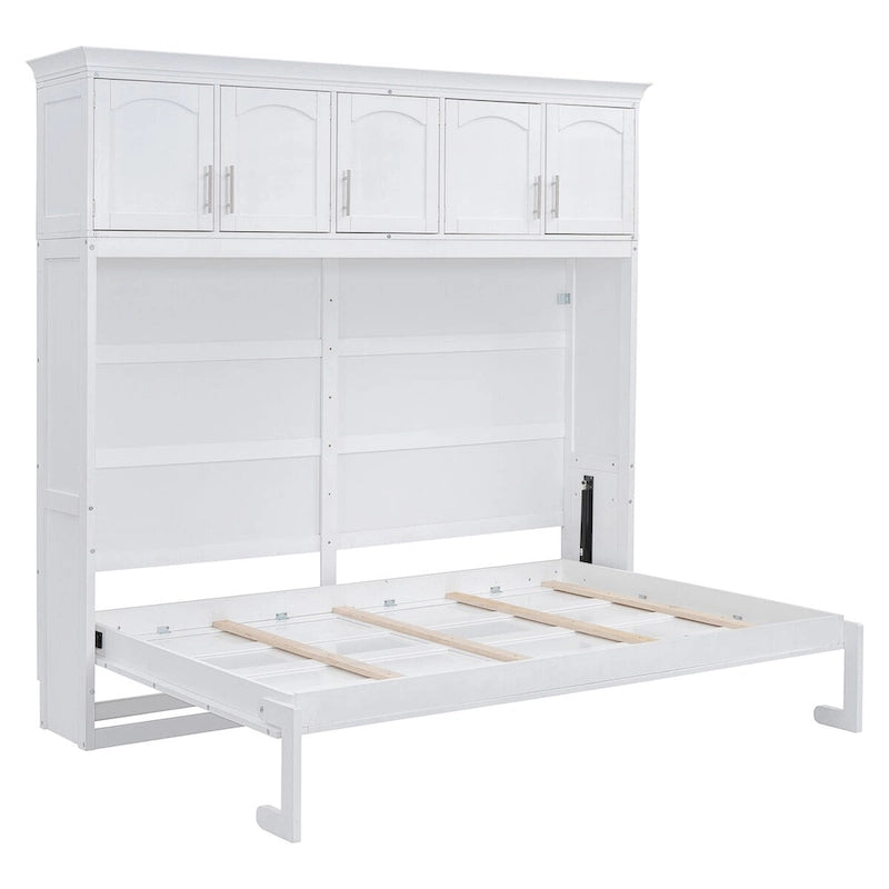 Nestfair Queen Size Murphy Bed Wall Bed with Top Cabinets