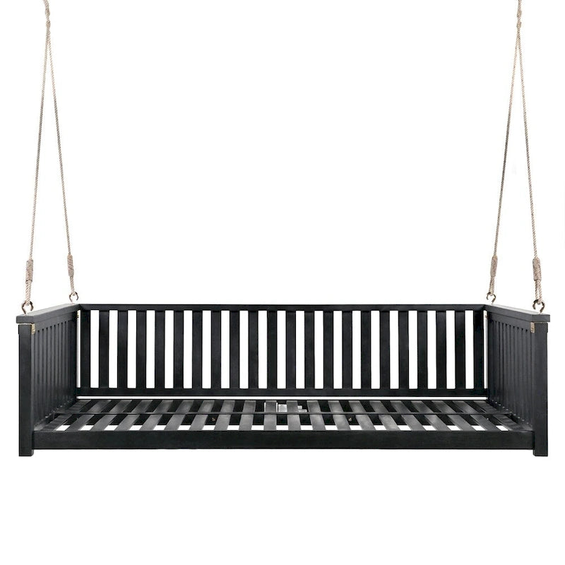 Patio Minimalist Twin Size Garden Swing with Ropes, Safe Sloped Design