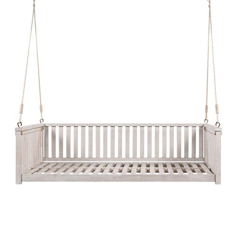 Patio Minimalist Twin Size Garden Swing with Ropes, Safe Sloped Design