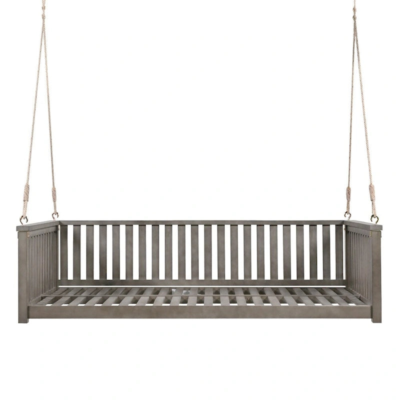 Patio Minimalist Twin Size Garden Swing with Ropes, Safe Sloped Design