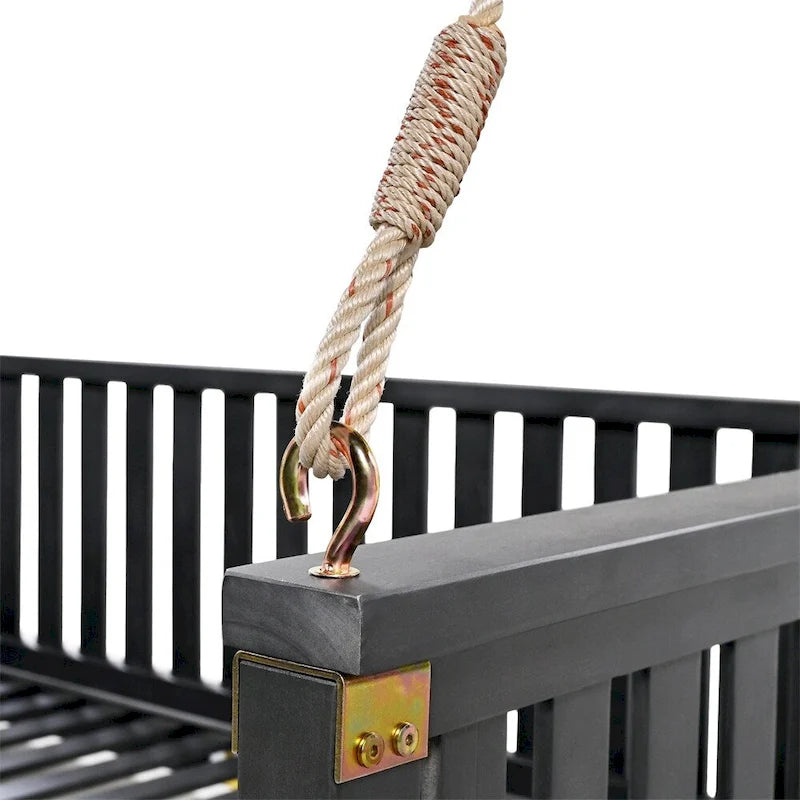 Patio Minimalist Twin Size Garden Swing with Ropes, Safe Sloped Design
