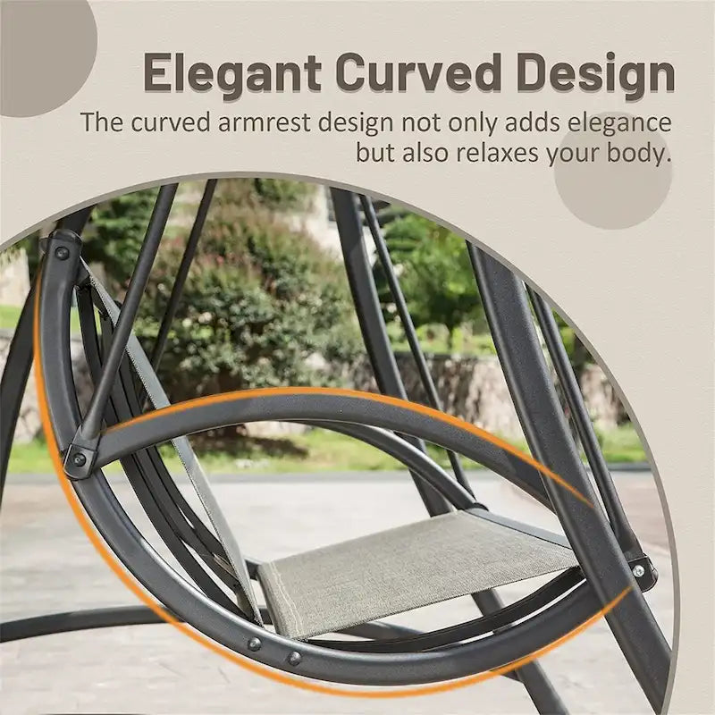 Outdoor Porch Swing with Adjustable Canopy and Durable Steel Frame, Patio Swing Glider